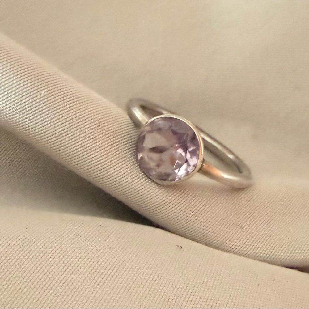 Banana Republic Vintage Pink Crystal Silver Ring with
